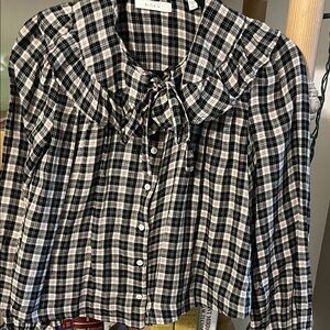 DOEN Joelle Top in Navy Countryside Plaid